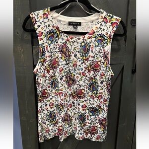 Jessica White Floral Paisley Sleeveless Tank Top